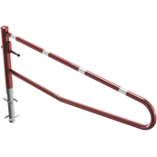 Swiveling gates | for casting in concrete, hot-dip galvanized and red coated with white reflecting stripes | total width: 2500 mm | for padlock
